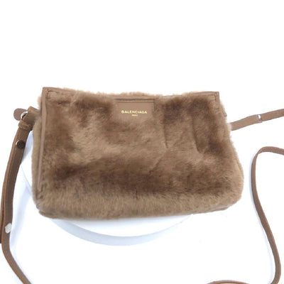 Balenciaga Soft Beige Shearling Lamb Fur Leather Handbag 452460