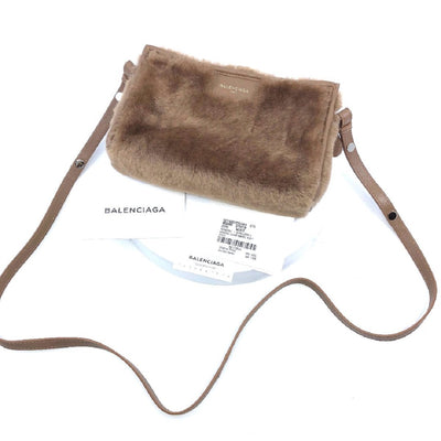 Balenciaga Soft Beige Shearling Lamb Fur Leather Handbag 452460