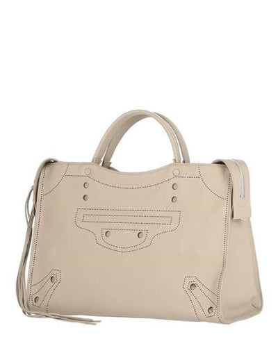 Balenciaga Womens Beige Blackout City Perforated Leather Large Handbag 443514