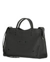 Balenciaga Womens Black Blackout City Perforated Leather Large Handbag 443514