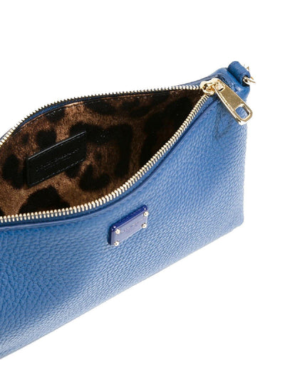 Dolce & Gabbana Pouch Blue Gold Chain Leopard Print Lining BI0933-AC675