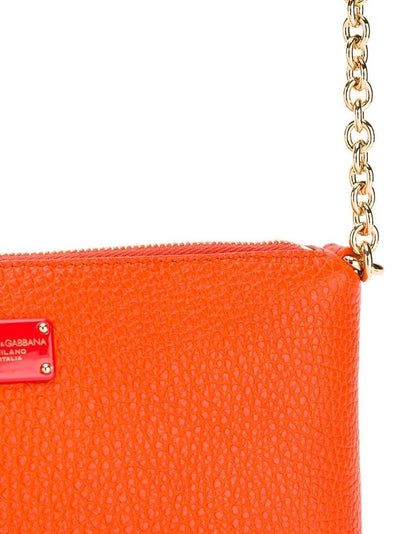 Dolce & Gabbana Pouch Orange Gold Chain Leopard Print Lining BI0933-AC675