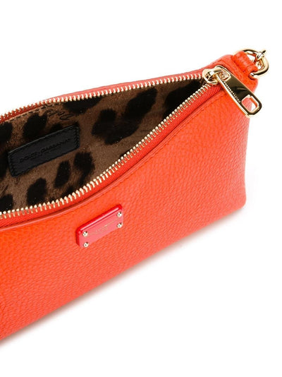 Dolce & Gabbana Pouch Orange Gold Chain Leopard Print Lining BI0933-AC675