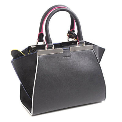 Fendi Bag 2Jours Calf Leather Lamb Black Iris Palladium Hardware Bag 8BH333-5C3