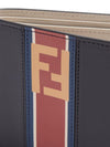 Fendi Billfold Leather Two Toned Black and Beige Wallet with Red Stripe and Forever Fendi Logo 7M0169