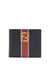 Fendi Billfold Leather Two Toned Black and Beige Wallet with Red Stripe and Forever Fendi Logo 7M0169