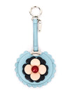 Fendi Blossom Blue Calf Leather Key Charm Luxury Keychain 7AR455-F09PO