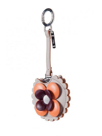 Fendi Blossom Orange and Tan Calf Leather Key Charm Keychain 7AR455-F09PP