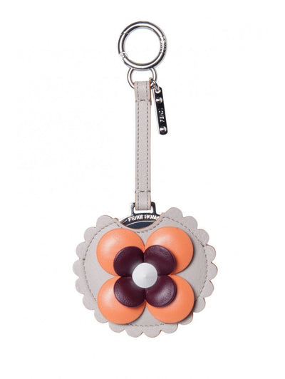 Fendi Blossom Orange and Tan Calf Leather Key Charm Keychain 7AR455-F09PP