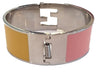 Fendi Classic Bangle Palladium Pink/Yellow Cuff  Luxury Bracelet V46L00