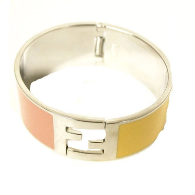 Fendi Classic Bangle Palladium Pink/Yellow Cuff  Luxury Bracelet V46L00