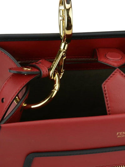 Fendi Classic Red Runaway Bag 2 Way Calf Leather Shopping Tote Handbag 8BH344