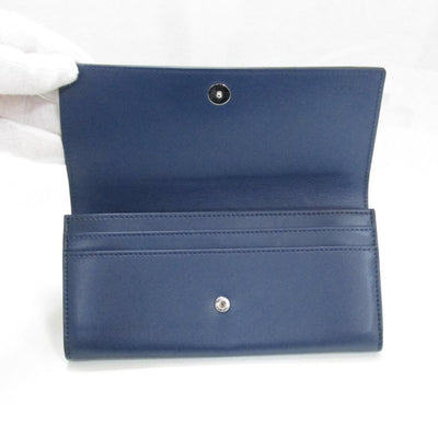 Fendi Dot Com By The Way Long Continental Flap Checkbook Blue Calf Leather Wallet 8M0251