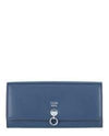 Fendi Dot Com By The Way Long Continental Flap Checkbook Blue Calf Leather Wallet 8M0251