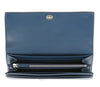 Fendi Dot Com By The Way Long Continental Flap Checkbook Blue Calf Leather Wallet 8M0251