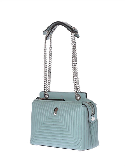 Fendi Dotcom Click Pale Blue Small Quilted Lambskin Leather Chain Satchel  8BN299