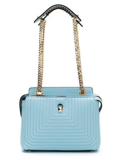 Fendi Dotcom Click Turquoise Small Quilted Lambskin Leather Chain Satchel 8BN299