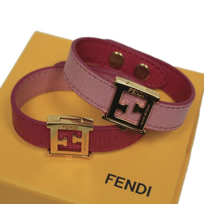 Fendi FF 'Crayons' Reversible Pink Rose Saffiano Leather Bracelet Fendi 8AG408