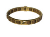 Fendi FF Fendista Logo Brown Leather Woven Bangle Bracelet Gold Hardware