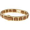 Fendi FF Fendista Logo Brown Leather Woven Bangle Bracelet Gold Hardware