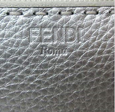 Fendi Metallic Silver Selleria Leather Full Zip Wallet Large 8M0299-5QG