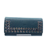 Fendi Selleria Amazzonia Dark Teal Leather Roped Flap Snap Long Wallet 8M0384