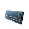 Fendi Selleria Amazzonia Dark Teal Leather Roped Flap Snap Long Wallet 8M0384