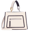 Fendi Shopping Bag Runaway Calf Camelia Cream Beige and Black Leather Shopping tote Handbag w Palladium Hardware 8BH344