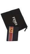 Fendi Signature Calf Leather Black Card Case w Fendi FF Logo and Red Stripe 7M0164