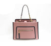 Fendi Small Shopping Bag Runaway Calf Leather Pink English Rose Black Trim 8BH344