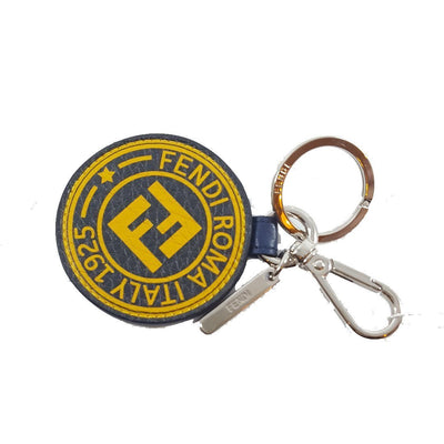 Fendi Stamp Key Charm Calf Leather Blue Stamp Marine Yellow 7AR710