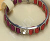 Fendi "The Fendista" Leather Fuchsia Orange Band Bangle Bracelet 880923