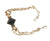 Fendi Women's Black Onyx Stone Bracelet With Classic Gold Double Chain