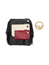 Fendi Women's Black Cherry Leather Fringe Triplette Multi Clutch Handbag 8BS001