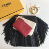 Fendi Women's Black Cherry Leather Fringe Triplette Multi Clutch Handbag 8BS001