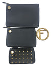 Fendi Women's Black Leather Gold Studded Triplette Multi Clutch Handbag 8BS001