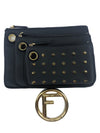 Fendi Women's Black Leather Gold Studded Triplette Multi Clutch Handbag 8BS001