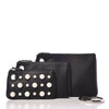 Fendi Women's Black Leather Pearl Studded Triplette Multi Clutch Handbag 8BS001