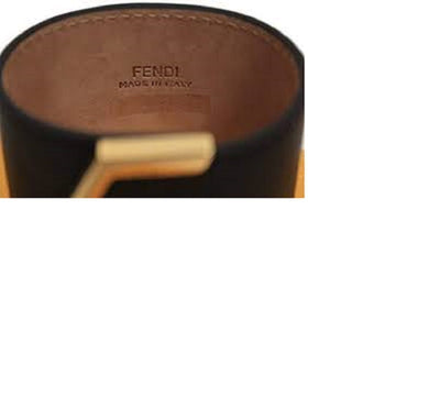 Fendi Women's Brown Leather Bangle Bracelet with Snap Closure 8AG355