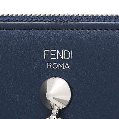 Fendi Women's By The Way Navy Blue Leather Full Zip Wallet 8M0299-F0KR1