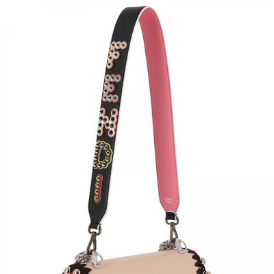 Fendi Strap You Leather Black Pink "FENDI" Logo Studded Strap 8AV077