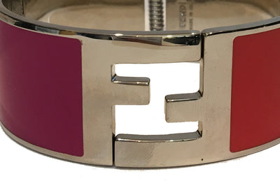 Fendi Women's Classic Fuschia/Orange Clic Clac Metal Bracelet Large 8AG137