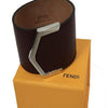 Fendi Women's Leather Red Burgundy Palladium Cuff Bracelet Gold Hardware 240015