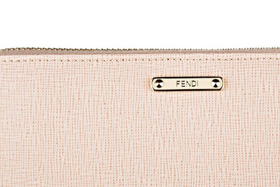 Fendi Women's Zip Around Wallet Calf Leather Powder Pink Soft Gold Tone Hardware 8M0299