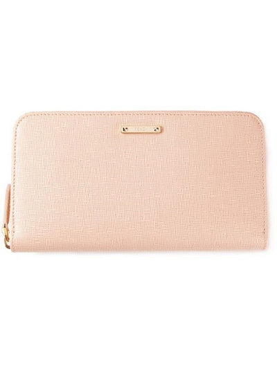 Fendi Women's Zip Around Wallet Calf Leather Powder Pink Soft Gold Tone Hardware 8M0299