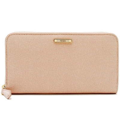 Fendi Women's Zip Around Wallet Calf Leather Powder Pink Soft Gold Tone Hardware 8M0299