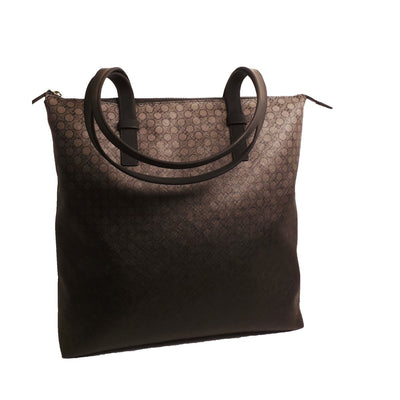 Ferragamo Black Leather Canvas Supreme Bianc Shopping Tote 0194/01