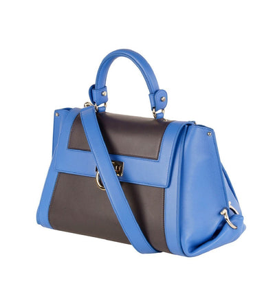 Ferragamo Sofia Calf Skin Blue Fumee Blue and Grey Medium Handbag F845/02