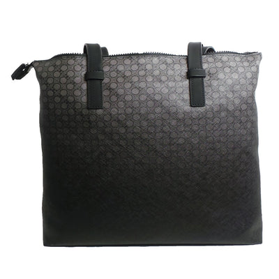 Ferragamo Black Leather Canvas Supreme Bianc Shopping Tote 0194/01