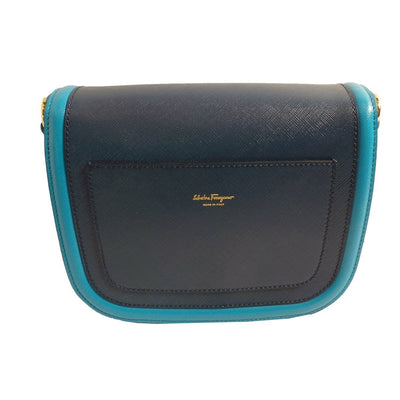 Ferragamo Women's Greta Polynese Blue Pebble Calf Crossbody G203/01